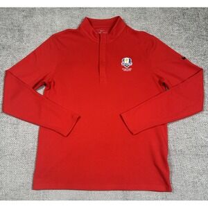 Nike Dri Fit Ryder Cup 2020 Whistling Straits 1/4 Zip Mens M Red Long Sleeve
